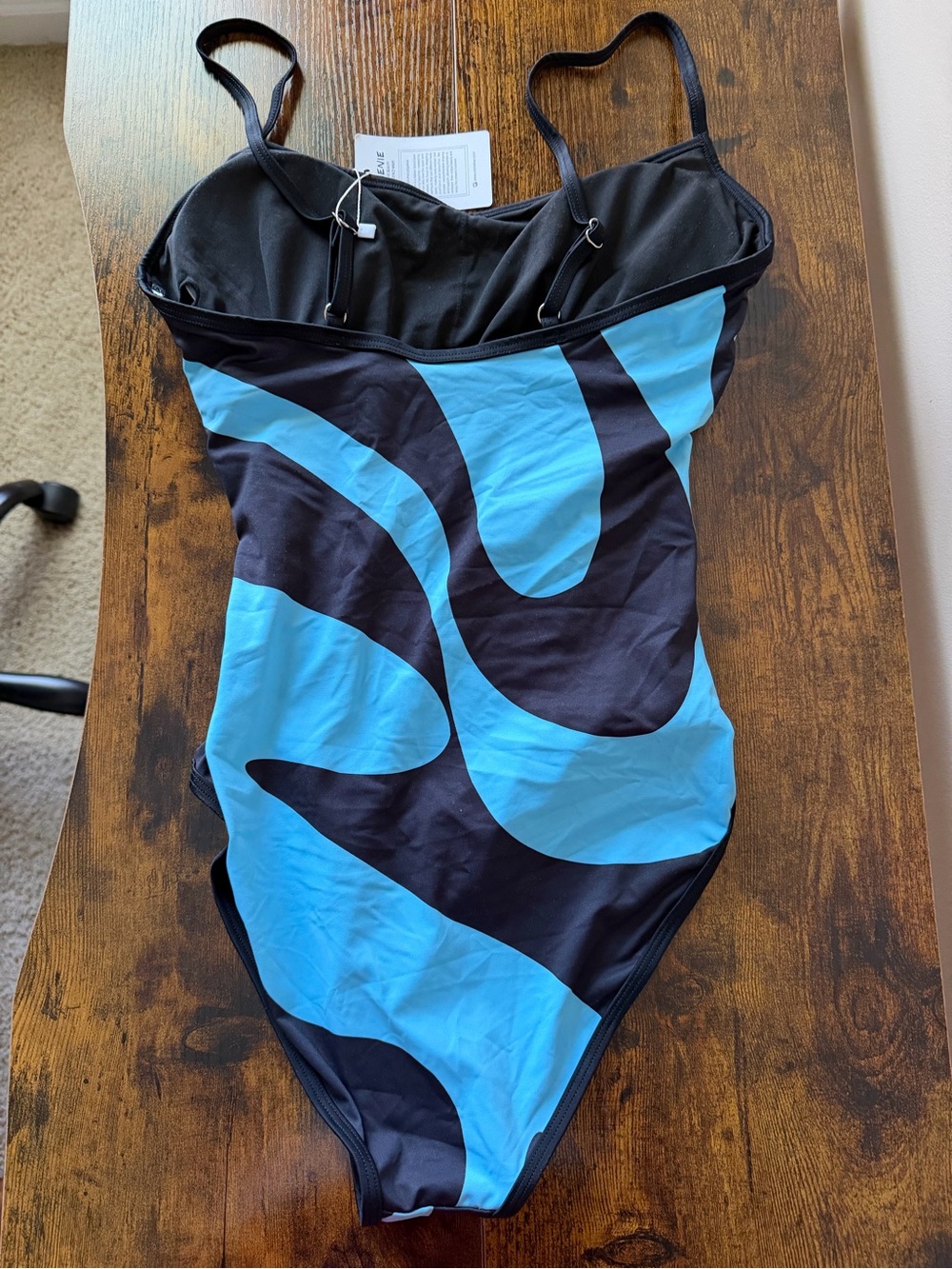 Seafoam & Black One-Piece Swimsuit by EoMENIE - Picture 3 of 4